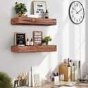 24x3x7 inch Floating Shelves Wall Mounted - Set of 2 Brown Rustic Solid Wood Wall Shelf - Heavy Duty Decorative Fireplace Mantel for Living Room, Bedroom, Bathroom, Kitchen