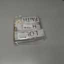 Christian Table Centerpiece Decor, 4 pcs Rustic Wooden Stacked Blocks with Faith Hope Love Signs, Wood Bead & Jute Tassel, Tiered Tray Decor for Home Office Mantle Living Room, Gifts for Christians