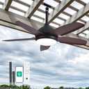 Orison 42" Plug-in Outdoor Ceiling Fan with Light, 5-Blade Hanging Patio Fan for Gazebo Porch, IP44 Waterproof, Quiet DC Motor, 6-Speed, App & Remote Control, Dimmable LED, Reversible, Wood