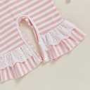 Newborn Baby Girl Christmas Outfit Santa Claus Romper Long Sleeve Striped Jumpsuit Infant Flared Pants with Headband (Pink, XS)