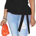 Ekaliy Women Sexy One Shoulder Sleeveless Bodycon High Low Asymmetrical Ruffle Tunics Blouse Shirt Top Dress (3X-Large, 2#black)