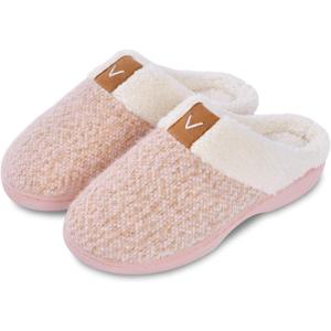 Parlovable Women's Slippers with Memory Foam, Wool-like Indoor Outdoor House Shoes with Anti-Skid Rubber Sole for Ladies, Gift for Women (Pink, S)
