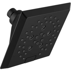 Delta 5-Setting Matte Black Shower Head with H2Okinetic Spray, 6 Inch Square Shower Head, Showerheads, 1.75 GPM Flow Rate, Matte Black 52664-BL