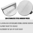 2pcs 5.5-inch 304 Stainless Steel Round Burger Press for Pressing Burgers, Bacon Meats Pair of Stainless Steel and Wood Handles Flat Bottom with no Corners Burger Press Tool for The Grill