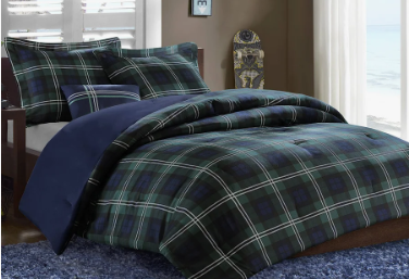 King Comforter，Cotton King Size Quilt，Teal Black Beige Bedding Set，Plaid Striped Bedspread，Lightweight Reversible Coverlet All Season