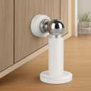 Adjustable Height Magnetic Door Stopper,Heavy Duty Magnetic Doorstop, 304 Stainless Steel Door Holder with Wall&Floor Mounted (White)