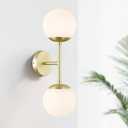 KoKo&Yukina Mid Century Modern Bathroom Lights Gold Vanity Light Fixtures Globe Sconce 2-Light Bathroom Gold Vanity Light Mid Century Glass Globe Wall Lights