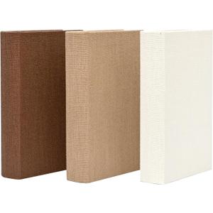 DECOR4SEASON Modern Linen and Wood Decorative Book Boxes, Set of 3 Earthy Neutral Faux Books for Bookshelf Decor, Coffee Table Storage Trays for Remotes & Jewelry, Brown, Taupe, and Off-White