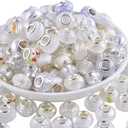 Large Hole Beads for Jewelry Making 120pcs 14mm Large Hole Murano Beads for Pens European lampwork Beads for Beadable Pens Spacer Beads Bulk for Crafts Garden Stakes White Mix