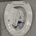 19" Elongated Slow Close Toilet Seat, White Polypropylene Toilet Seat Cover with Never Loosen Durable Lid, Quiet and Easy to Install and Clean