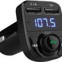 Handsfree Call Car Charger, Wireless Bluetooth 5.3 FM Transmitter Radio Receiver, MP3 Audio Music Adapter, Dual USB Ports, LED Show Voltage/FM Frequency, Compatible for iPhone Samsung Smartphones