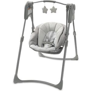 Graco Slim Spaces Compact Baby Swing, Reign
Easy Fold with Carry Handle, Height-Adjustable Legs, Multiple Swing Speeds, Comfortable Infant Head Support, Overhead Toy Bar