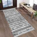 Moroccan Runners for Hallways 2x5, Black and White Boho Kitchen Rugs Washable Runner Rug Non-Slip Vintage Soft Print Distressed Geometric Floor Carpet Runner for Bedroom Laundry Entryway (2' x 5' (Rectangular))