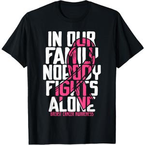 Breast Cancer Support Pink Breast Cancer Awareness T-Shirt (Medium, Black)