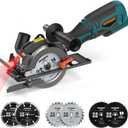 DOVAMAN Circular Saw, 5.8A 4-1/2" Circular Saw w/Laser, Metal Auxiliary Handle, 6 Blades (4", 4"), Cutting Depth 1-11/16" (90), 1-3/8" (45), Ideal for Wood, Soft Metal, Plastic, Tile - MCS01A
