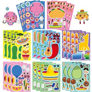 2 x 24 Sheets Mexican Fiesta Party Stickers, Cinco De Mayo Sticker, Make Your Own Mexican Carnival Stickers, Carnival Themed Party Supplies