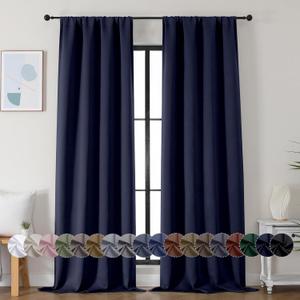 Ava Navy Blue Blackout Curtains for Bedroom 40x70