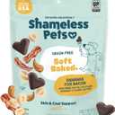 Shameless Pets Soft-Baked Dog Treats, Bananas for Bacon - Natural & Healthy Dog Chews for Skin & Coat Support with Omega 3 & 6 - Biscuits Baked & Made in USA, Free from Grain, Corn & Soy - 1-Pack (BBD 05/11/2026)