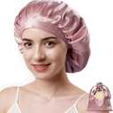 Kaome 100% Mulberry Silk Bonnet for Sleeping Women, 22 Momme Double Layer Silk Hair Wrap, Non-Slip Sleep Cap with Adjustable