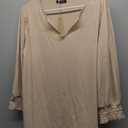 PGANDS Women's 3/4 Sleeve V Neck T Shirts Ruffle Sleeve Summer Casual Tops, Size: L