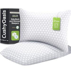 CushyOasis Shredded Memory Foam Pillow for Sleeping, Cooling Bed Pillows Set of 2, Adjustable Pillows for Side, Back, Stomach Sleepers with Washable Pillowcase (Standard Size, Grey)