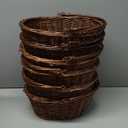 Barydat 6 Pcs Small Wicker Picnic Basket with Handle Flower Girl Baskets Oval Willow Woven Braided Gift Basket for Weddings Baby Shower Summer Home Garden Decor(9" X 7" X 4",Brown)