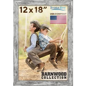 Icona Bay 12x18 Pony Gray Picture Frame, Country Rustic Style 12 x 18 Poster Frame, Wall Mount Only, Barnwood Collection