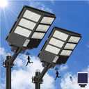 Solar Lights Outdoor 5000W Motion Sensor Flood Lights IP67 Waterproof Street Lights Dusk to Dawn 2 Pack