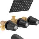 8" Rain Shower Faucet& Bathtub 3 Handle Knob Tub & Shower Rough-In Valve, Included Rough-in Valve, Matte Black