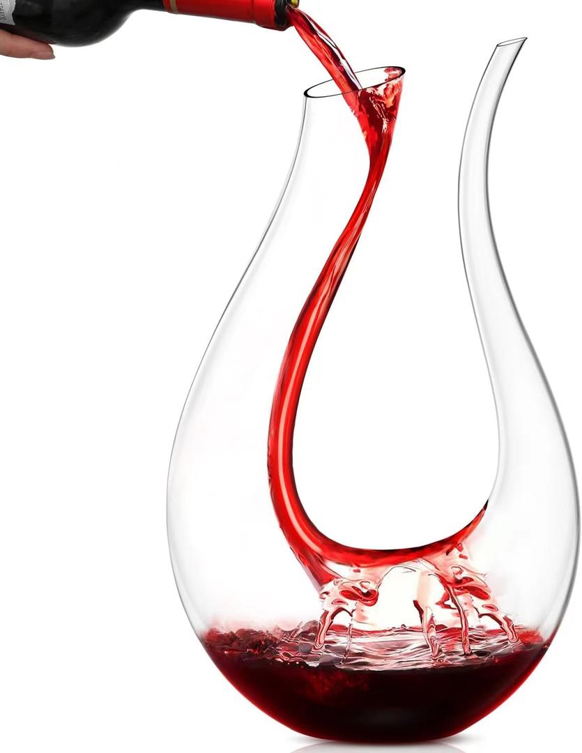 Decanter,Red Carafe, Aerator,100% Hand Blown Lead-free Crystal Glass,Decanters and Carafes,Gift with Luxury Packaging,Accessories (1500ML)