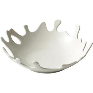 White Decorative Bowl,Modern Bowl for Home Decor,Dia 8'',Irregular Design,Ceramic (Ceramic White)
