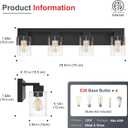 4-Light Matte Black Bathroom Light Fixtures, with Clear Glass Shade
