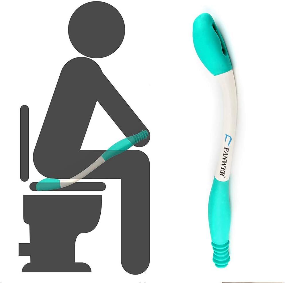 Fanwer Toilet Aids Tools,Long Reach Comfort Wipe,Extends Your Reach Over 15" Grips Toilet Paper or Pre-Moistened Wipes (1 Count (Pack of 1), White)