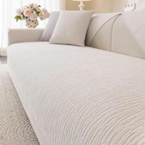 Soft Waterproof Chenille Cover Washable, Non Slip Sectional Sofa Covers for 3 Cushion Couch Sofa L Sharped Sofa Slipcover for Pets, Furniture Protector (1 PCS 36"x63" White)