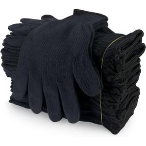 Evridwear Cotton Polyester String Knit Shell Safety Protection Work Gloves for Painter Mechanic Industrial Warehouse Gardening Construction Men & Women 12 Pairs, no Dots, Navy,Large (Large (Pack of 24))