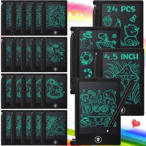 Zhehao 24 Pack LCD Mini Writing Tablet for Kids 4.5 Inch Doodle Board Bulk Erasable Reusable Electronic Drawing Pad Birthday Party Favors Goodie Bag Classroom Gifts(Black)