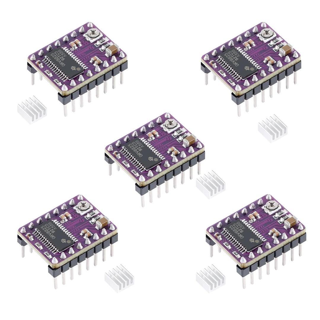 DRV8825 Stepper Driver, DRV8825 Stepper Motor Driver Module for 3D Printer Stepper Driver 4-Layer PCB Board, Send Heat Sink(5PCS)