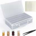 64 Solts Seed Storage Box with 112Pcs Label Sticker and a Tweezers,Diamond Painting Organizer,Portable Bead Storage,Seed Organizer Use for Flower Seeds,Vegetable Seeds.