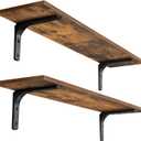 DINZI LVJ Long Wall Shelves, 39.4Inch Wall Mounted Shelves Set of 2, Extra Large Wall Storage Ledges with Sturdy Metal Brackets for Living Room, Bathroom, Bedroom, Kitchen, Rustic Brown