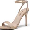DREAM PAIRS Womens High Stilettos Open Square Toe Ankle Strap Heels Sexy Comfort Strappy Dress Shoes Wedding Bridal Pumps Sandals (9.5, Nude)