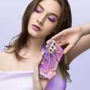 SHEDEER for Samsung Galaxy S24 Case with Glitter Camera Protector & Screen Protector, Samsung S24 Case Chic Anti-Yellowing Pattern, Shockproof Drop Protection Phone Cover S24 6.2'', Crystal Purple