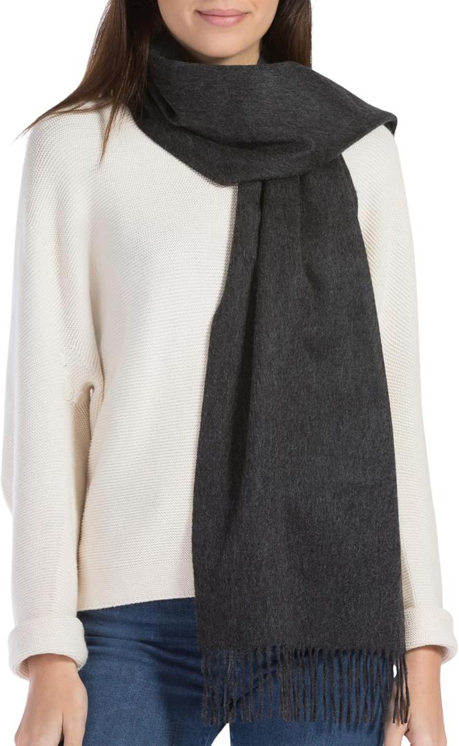 Fishers Finery Women's 100% Pure Cashmere Winter Scarf (Charcoal)