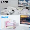 Spacrea Desk Organizers and Accessories, Paper Organizer for Desk with File organizer, Desk Accessories & Workspace Organizers for Office Supplies (Pink)