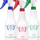 Plastic Spray Bottle (3 Pack, 24 Oz, 3 Colors) Heavy Duty All-Purpose Empty Spraying Leak Proof Mist Water Bottles for Cleaning Solutions Plants Essential Oils Hair Pet with Adjustable Nozzle