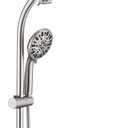 Rainfall 8 Inch Round Shower Head with High Pressure Handheld Spray Combo, Drill-Free Slide Bar with Adjustable Shower Extension Arm, 3-Way Diverter for Easy Reach, 5Ft Hose- Brushed Nickel