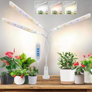 Kullinss White Grow Light, Clip On Plant Lights for Indoor Growing with 6/12/16H Timer, 3 Color Modes, DC Plug, 30W 171 LEDs Full Spectrum Plant Lamp, Grow Lights for Indoor Plants, Herbs, Seedlings
