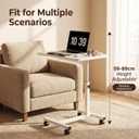 Adjustable Bedside Table with Wheels, Rolling Desk for Laptop and Eating