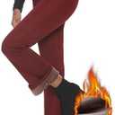 Fakanhui Women's Fleece Lined Bootcut Work Pants Winter Warm High Waisted Pull on Flare Business Dress Casual Pants Size S