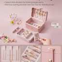 SONGMICS Jewelry Organizer Box, Travel Jewelry Case, 2-Layer Travel Case for Earrings, Necklaces, Bracelets - Portable Jewelry Storage with Large Capacity, Gift Idea, Jelly Pink UJBC166R01