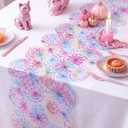 Irenare Iridescent Spider Web Table Runner Summer Halloween Glitter Pastel Rainbow Sheer Mesh Table Decor 14x70In for Candy Goth Ghoul Spooky One Birthday Party Supplies Home Kitchen Dining Decoration